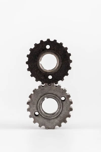 Metal round gears on white background — Stock Photo