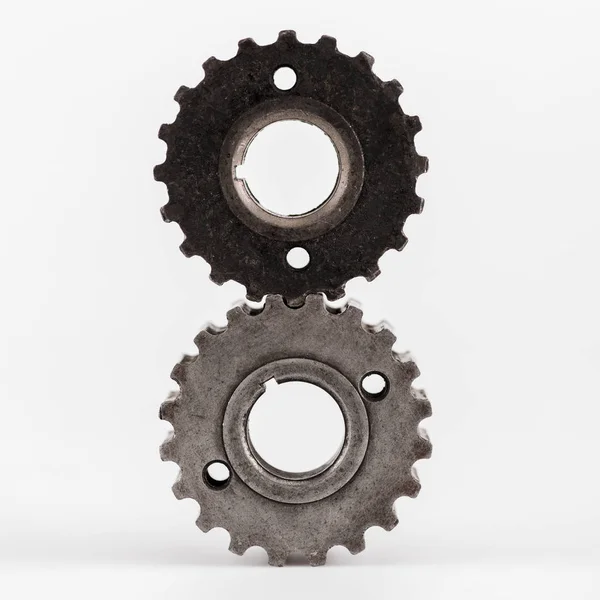 Metal round gears on white background — Stock Photo