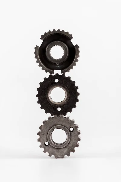 Metal round gears on white background — Stock Photo