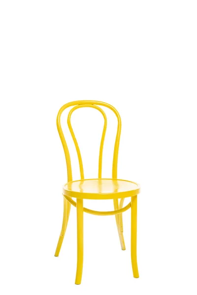 Cadeira amarela confortável isolado no branco — Fotografia de Stock
