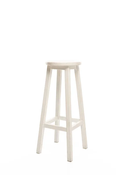 Modern white wooden stool isolated on white — Stock Photo