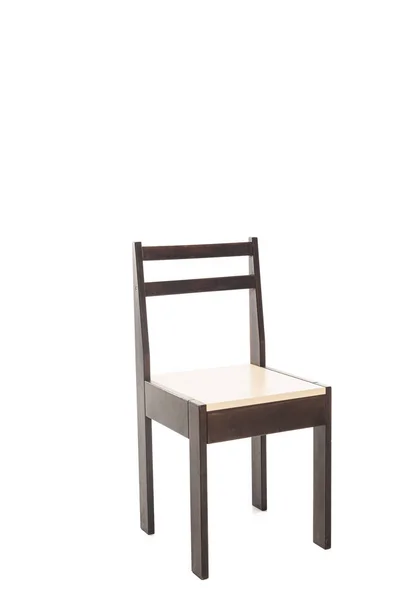 Cadeira de madeira marrom isolado no branco — Fotografia de Stock