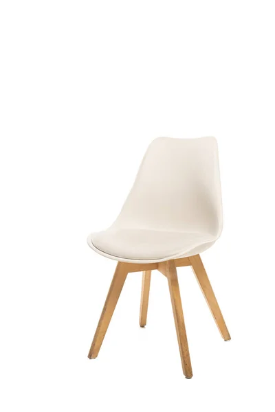 Современный бежевый стул изолирован на белом — стоковое фото