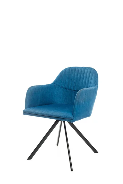 Cómodo sillón con tejido azul aislado en blanco - foto de stock