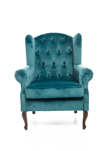 Fauteuil moderne turquoise isolé sur blanc — Photo de stock