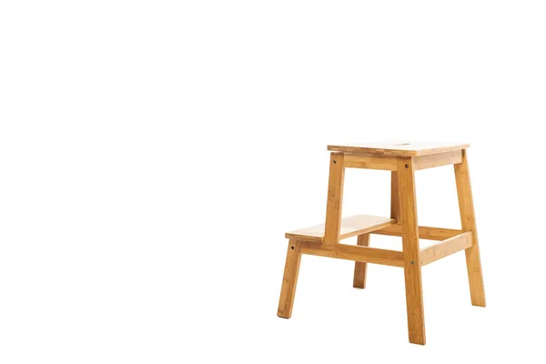 Brown wooden step stool isolated on white — Stock Photo