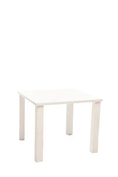 Білий дерев'яний стіл ізольований на білому — стокове фото