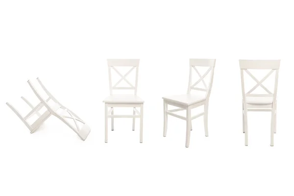 Cadeiras de madeira brancas isoladas em branco — Fotografia de Stock