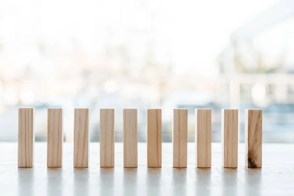 KYIV, UKRAINE - NOVEMBER 22, 2019: small blocks of wood tower game on table — Stock Photo