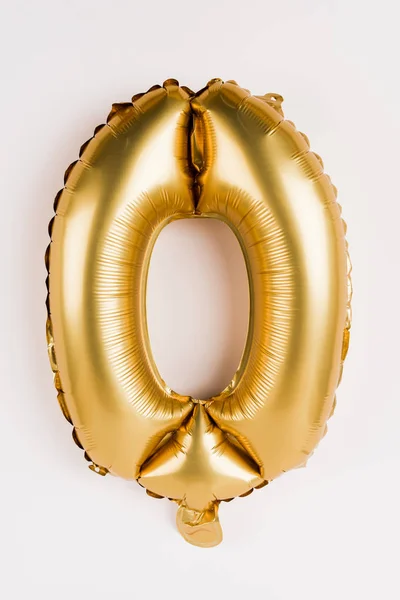 Festive balloon in shape of zero number on grey background — Stock Photo