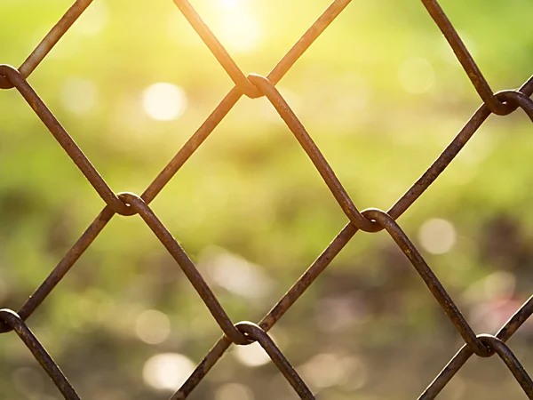 Valla de metal con luz solar . —  Fotos de Stock