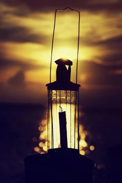 Glass Lantern before twilight — Stock Photo, Image
