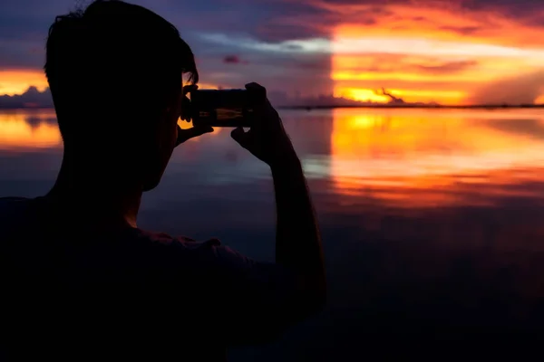 Silhouette of man are photography — Stock Photo, Image