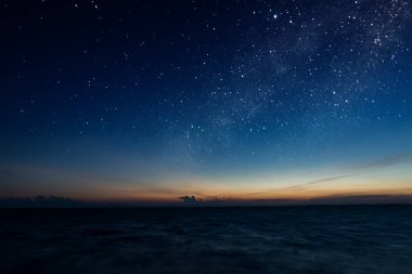 Gökyüzü ve güneş battıktan sonra alacakaranlık Gölü.