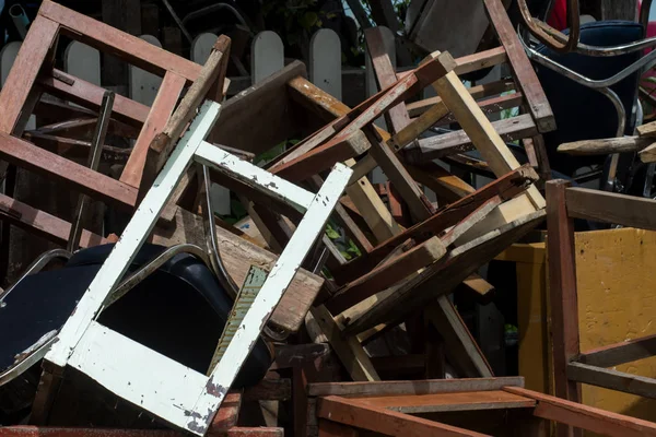 Piles of old wood waiting for recycling — Stock Photo, Image