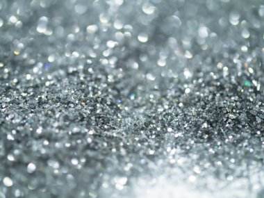 Gümüş parlak Glitter bokeh arka plan.