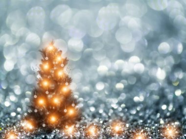 Gümüş parlak Glitter bokeh arka plan.