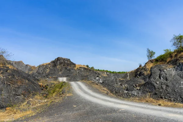 Road Granite Mountains Blue Sky Background — Stockfoto