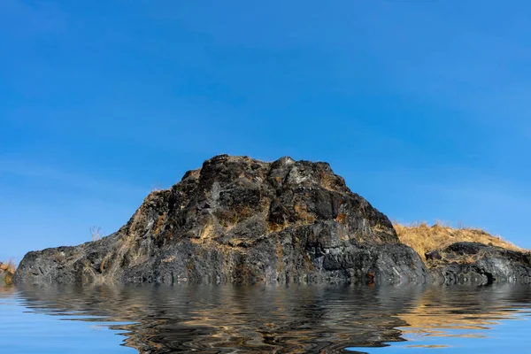 Miroir Montagnes Granit Avec Fond Bleu Ciel — Photo