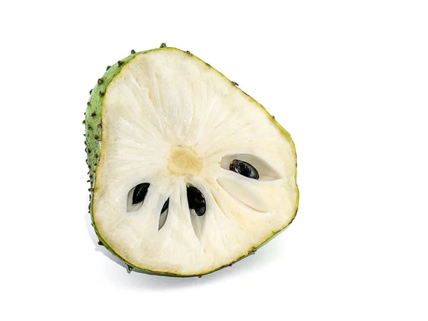 Fruta Soursop Sobre Fundo Branco Annona Muricata Com Sombra Suave — Fotografia de Stock