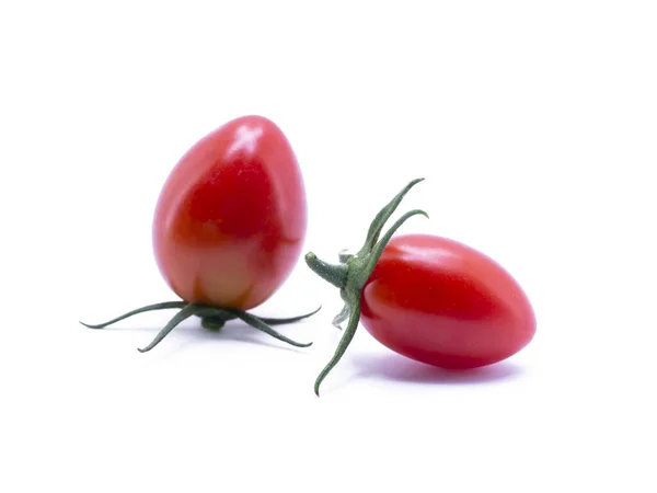 Κοντινό Πλάνο Του Cherry Tomato Λευκό Φόντο Lycopersicon Esculentum — Φωτογραφία Αρχείου