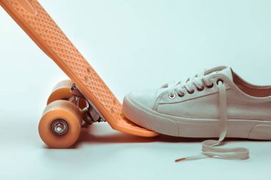 Hipster skateboard and sneaker  clipart