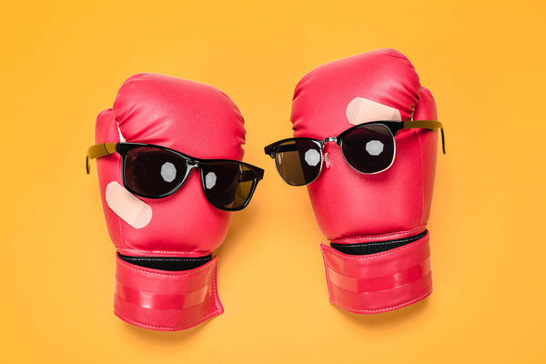 Boxing gloves with sunglasses 
