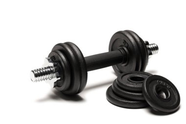 iron dumbbell with weight plates
