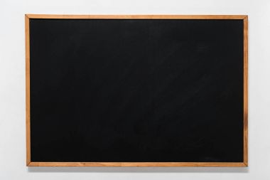 empty school blackboard in wooden frame