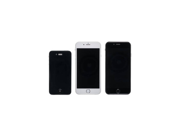 Set of smartphones with blank screens 