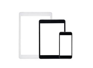 tablet computers and smartphone with blank screens clipart