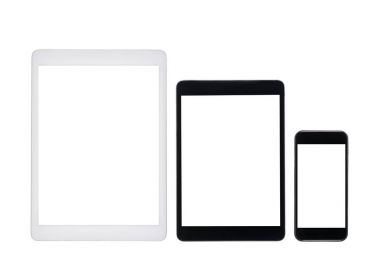 digital tablets and smartphone with blank screens clipart
