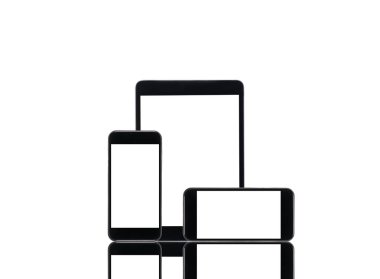 tablet computer and smartphones with blank screens clipart