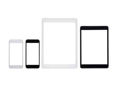 digital tablets and smartphones with blank screens clipart