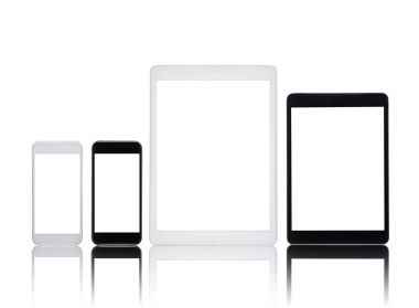 digital tablets and smartphones with blank screens clipart