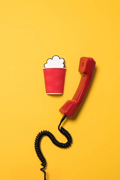 Telephone handset and paper cup