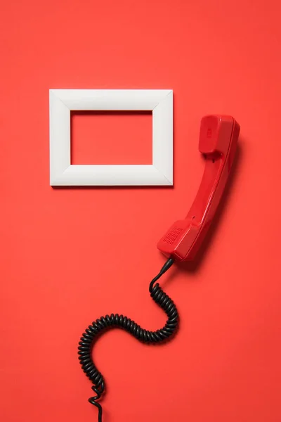 Telefone auscultador e quadro — Fotografia de Stock