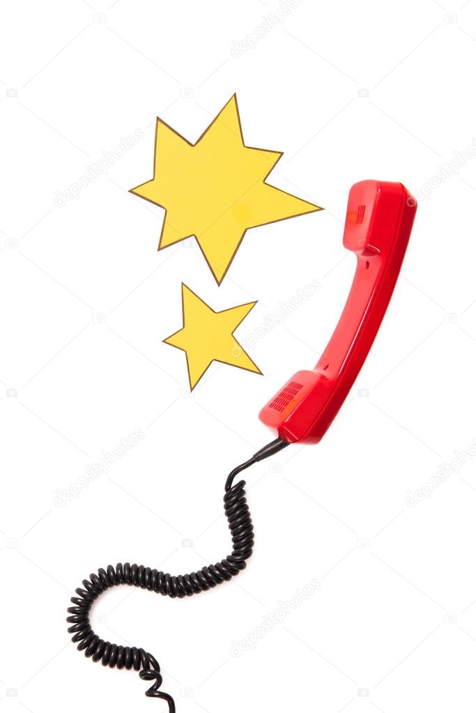 Telephone handset and speech bubbles