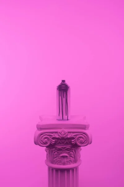 Pink Toned Picture Aerosol Paint Can Column — Stock Photo, Image