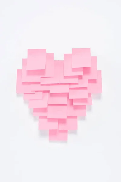 Pink Paper Pieces Shape Heart White Valentines Day Concept — Stock Photo, Image