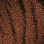 Bovenaanzicht van bruin cacaopoeder