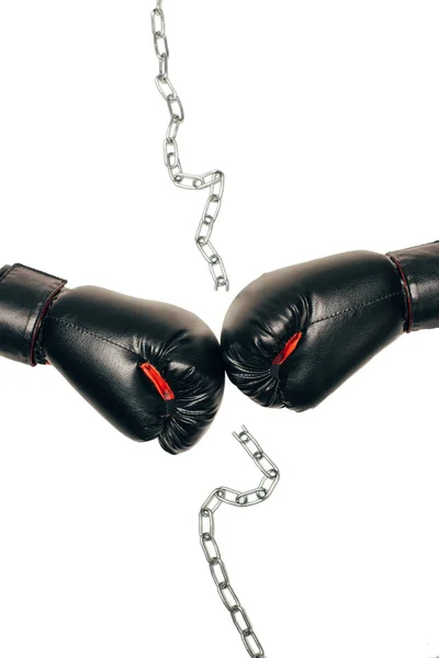 Чёрные боксерские перчатки — стоковое фото