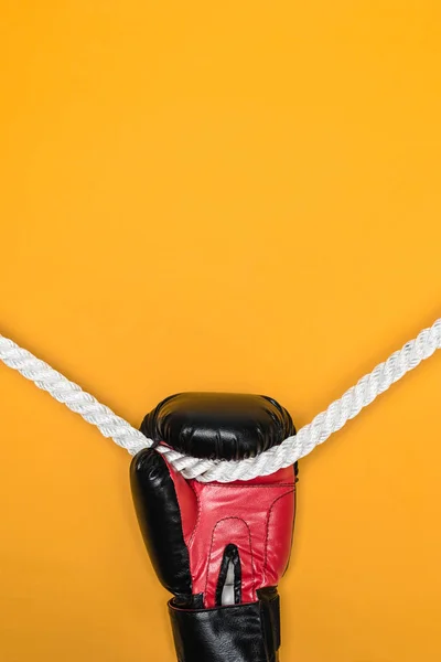 Gant de boxe accroché à la corde — Photo de stock