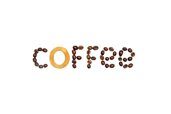 Word coffee from coffee beans — Stock Photo