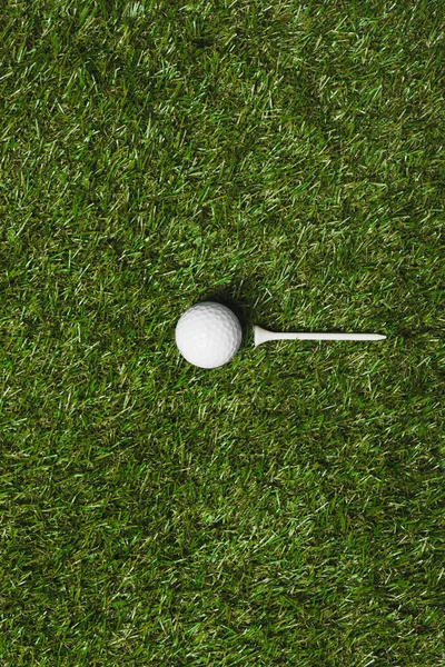 Golf ball and tee on grass — Stock Photo