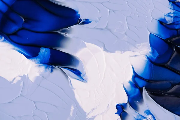 Nahaufnahme der abstrakten blauen, grauen und weißen Malerei Hintergrund — Stockfoto