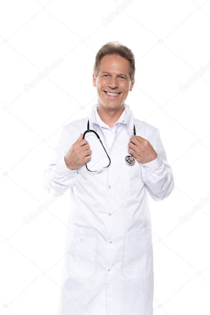 mature doctor in white coat 