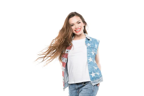 American style girl smiling — Stock Photo, Image