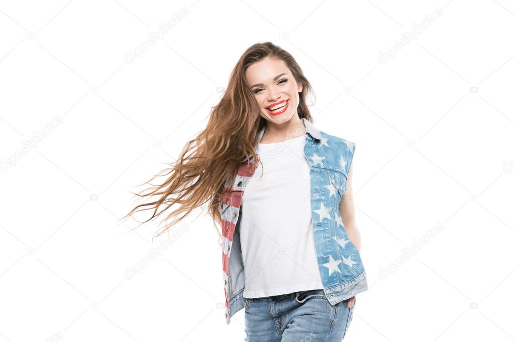 american style girl smiling