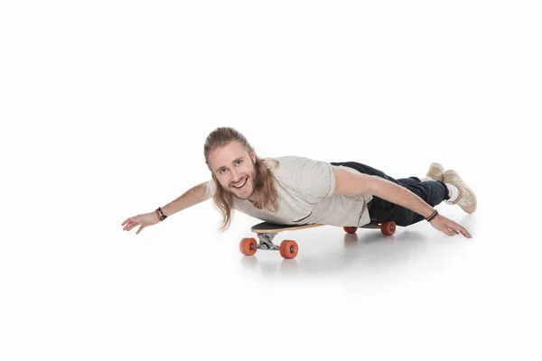 Young man with longboard — Stock Photo, Image